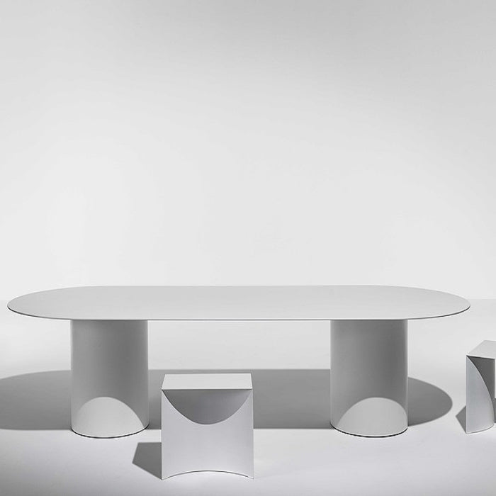Modern Solid Wood Table for Restaurant Oval Dining Table in White with Double Pedestal Clearhalo ' dining_table' 'Dining Tables & Seating' 'Dining Tables' 'furn' 'furn_dining_table' 'Furniture' 'furniture_dining_table' 'Kitchen & Dining Furniture' 'kitchen&dining_furn' 'kitchen' 'kitchen_dining_table' 4155793