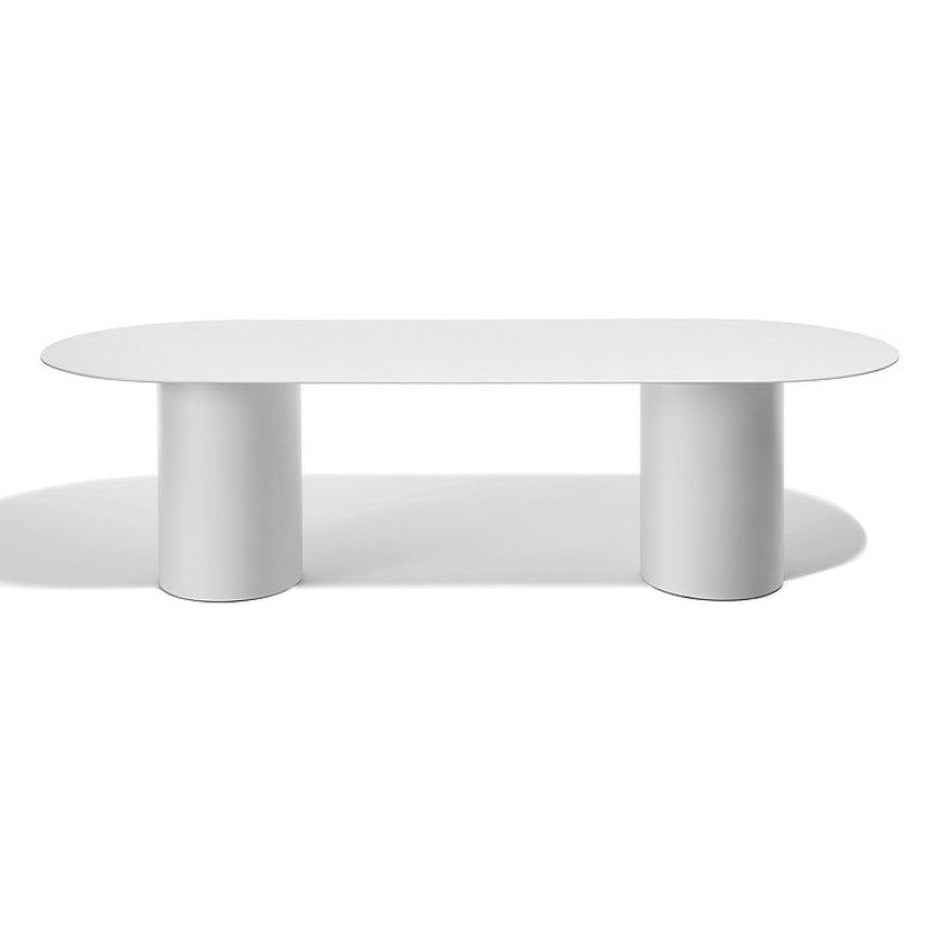 Modern Solid Wood Table for Restaurant Oval Dining Table in White with Double Pedestal Without Chairs Clearhalo ' dining_table' 'Dining Tables & Seating' 'Dining Tables' 'furn' 'furn_dining_table' 'Furniture' 'furniture_dining_table' 'Kitchen & Dining Furniture' 'kitchen&dining_furn' 'kitchen' 'kitchen_dining_table' 4155794
