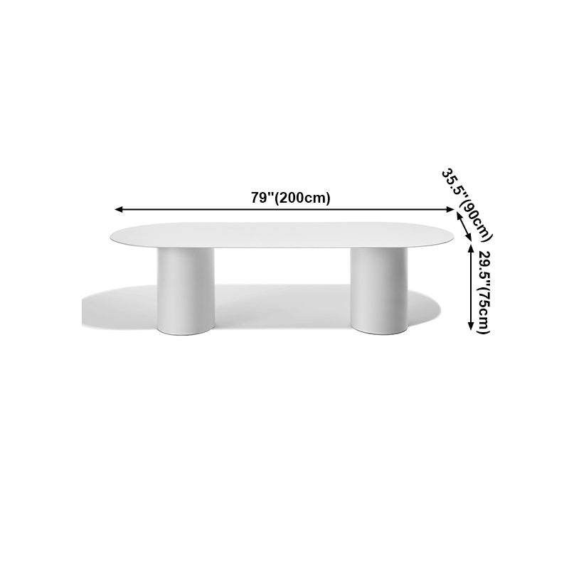 Modern Solid Wood Table for Restaurant Oval Dining Table in White with Double Pedestal Clearhalo ' dining_table' 'Dining Tables & Seating' 'Dining Tables' 'furn' 'furn_dining_table' 'Furniture' 'furniture_dining_table' 'Kitchen & Dining Furniture' 'kitchen&dining_furn' 'kitchen' 'kitchen_dining_table' 4155802