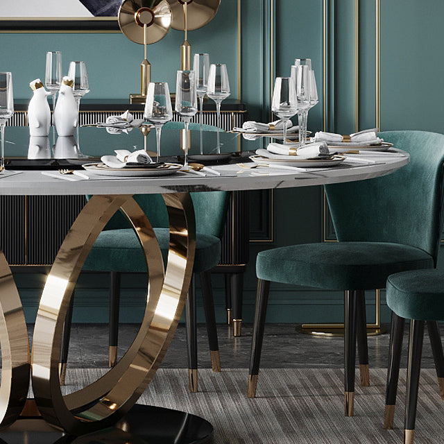 Round Marble Dining Table Traditional Luxury Dining Room Collection with Pedestal Base Clearhalo ' dining_table' 'Dining Tables & Seating' 'Dining Tables' 'furn' 'furn_dining_table' 'Furniture' 'furniture_dining_table' 'Kitchen & Dining Furniture' 'kitchen&dining_furn' 'kitchen' 'kitchen_dining_table' 4155843