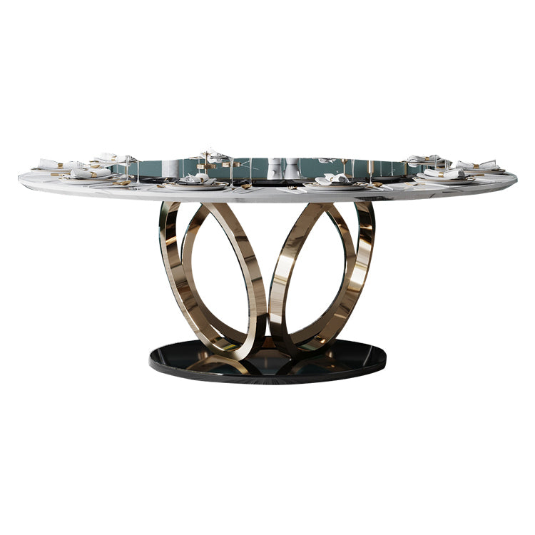 Round Marble Dining Table Traditional Luxury Dining Room Collection with Pedestal Base Lazy Susan Without Chairs Clearhalo ' dining_table' 'Dining Tables & Seating' 'Dining Tables' 'furn' 'furn_dining_table' 'Furniture' 'furniture_dining_table' 'Kitchen & Dining Furniture' 'kitchen&dining_furn' 'kitchen' 'kitchen_dining_table' 4155845