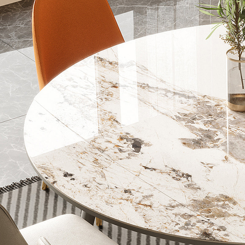 Modern Gray Round Shape Table Sintered Stone Kitchen Dining Table with 4 Legs Base Clearhalo ' dining_table' 'Dining Tables & Seating' 'Dining Tables' 'furn' 'furn_dining_table' 'Furniture' 'furniture_dining_table' 'Kitchen & Dining Furniture' 'kitchen&dining_furn' 'kitchen' 'kitchen_dining_table' 4155853