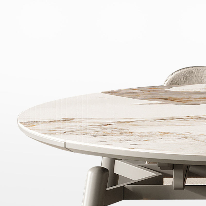 Modern Gray Round Shape Table Sintered Stone Kitchen Dining Table with 4 Legs Base Clearhalo ' dining_table' 'Dining Tables & Seating' 'Dining Tables' 'furn' 'furn_dining_table' 'Furniture' 'furniture_dining_table' 'Kitchen & Dining Furniture' 'kitchen&dining_furn' 'kitchen' 'kitchen_dining_table' 4155857
