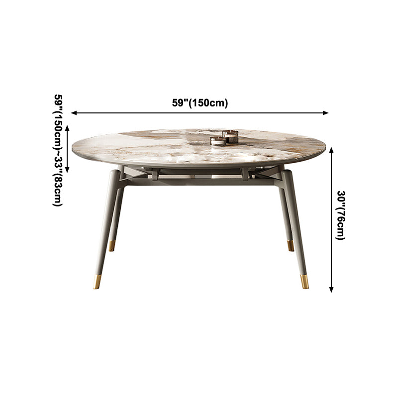 Modern Gray Round Shape Table Sintered Stone Kitchen Dining Table with 4 Legs Base Clearhalo ' dining_table' 'Dining Tables & Seating' 'Dining Tables' 'furn' 'furn_dining_table' 'Furniture' 'furniture_dining_table' 'Kitchen & Dining Furniture' 'kitchen&dining_furn' 'kitchen' 'kitchen_dining_table' 4155862