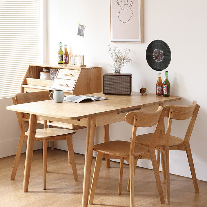 Extendable Rectangle Dining Table for Restaurant Modern Oak Wood Table with 4 Legs Clearhalo ' dining_table' 'Dining Tables & Seating' 'Dining Tables' 'furn' 'furn_dining_table' 'Furniture' 'furniture_dining_table' 'Kitchen & Dining Furniture' 'kitchen&dining_furn' 'kitchen' 'kitchen_dining_table' 4155863