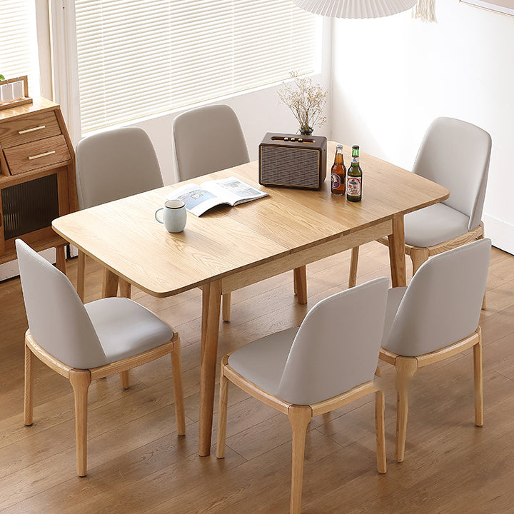 Extendable Rectangle Dining Table for Restaurant Modern Oak Wood Table with 4 Legs Clearhalo ' dining_table' 'Dining Tables & Seating' 'Dining Tables' 'furn' 'furn_dining_table' 'Furniture' 'furniture_dining_table' 'Kitchen & Dining Furniture' 'kitchen&dining_furn' 'kitchen' 'kitchen_dining_table' 4155865