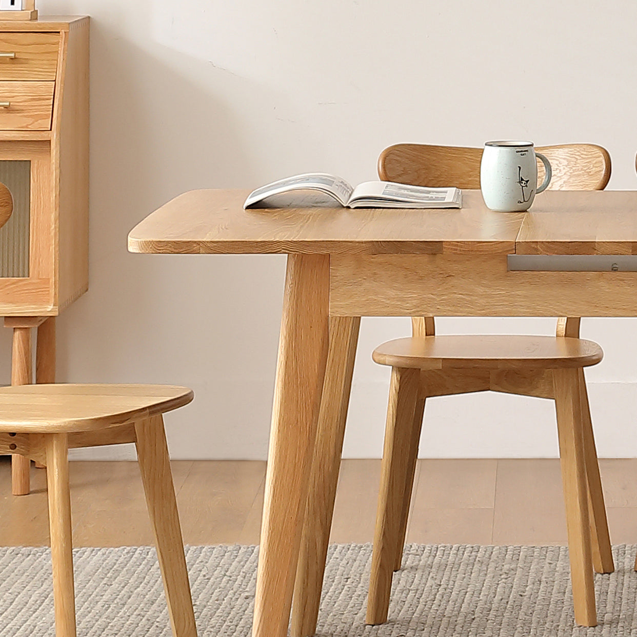 Extendable Rectangle Dining Table for Restaurant Modern Oak Wood Table with 4 Legs Clearhalo ' dining_table' 'Dining Tables & Seating' 'Dining Tables' 'furn' 'furn_dining_table' 'Furniture' 'furniture_dining_table' 'Kitchen & Dining Furniture' 'kitchen&dining_furn' 'kitchen' 'kitchen_dining_table' 4155868