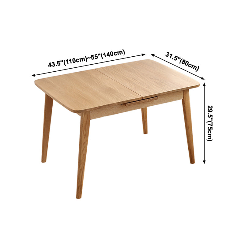 Extendable Rectangle Dining Table for Restaurant Modern Oak Wood Table with 4 Legs Clearhalo ' dining_table' 'Dining Tables & Seating' 'Dining Tables' 'furn' 'furn_dining_table' 'Furniture' 'furniture_dining_table' 'Kitchen & Dining Furniture' 'kitchen&dining_furn' 'kitchen' 'kitchen_dining_table' 4155873
