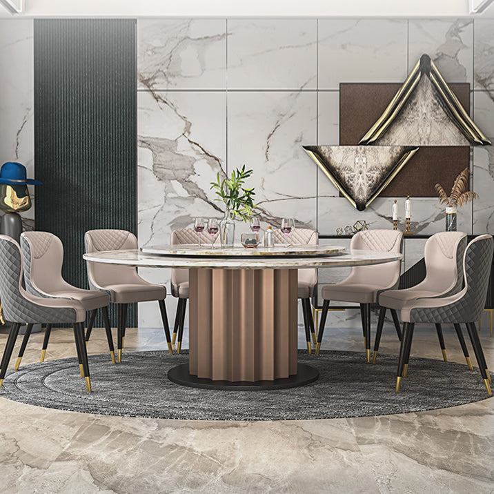 Round Pedestal Dinner Table Traditional Luxury Marble Dining Table for Indoor Clearhalo ' dining_table' 'Dining Tables & Seating' 'Dining Tables' 'furn' 'furn_dining_table' 'Furniture' 'furniture_dining_table' 'Kitchen & Dining Furniture' 'kitchen&dining_furn' 'kitchen' 'kitchen_dining_table' 4155929
