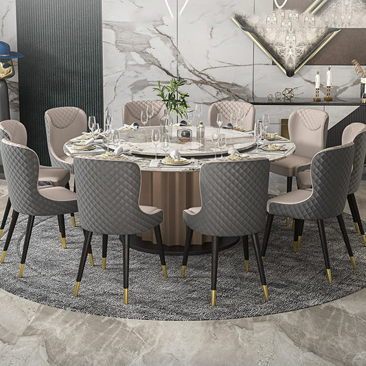 Round Pedestal Dinner Table Traditional Luxury Marble Dining Table for Indoor