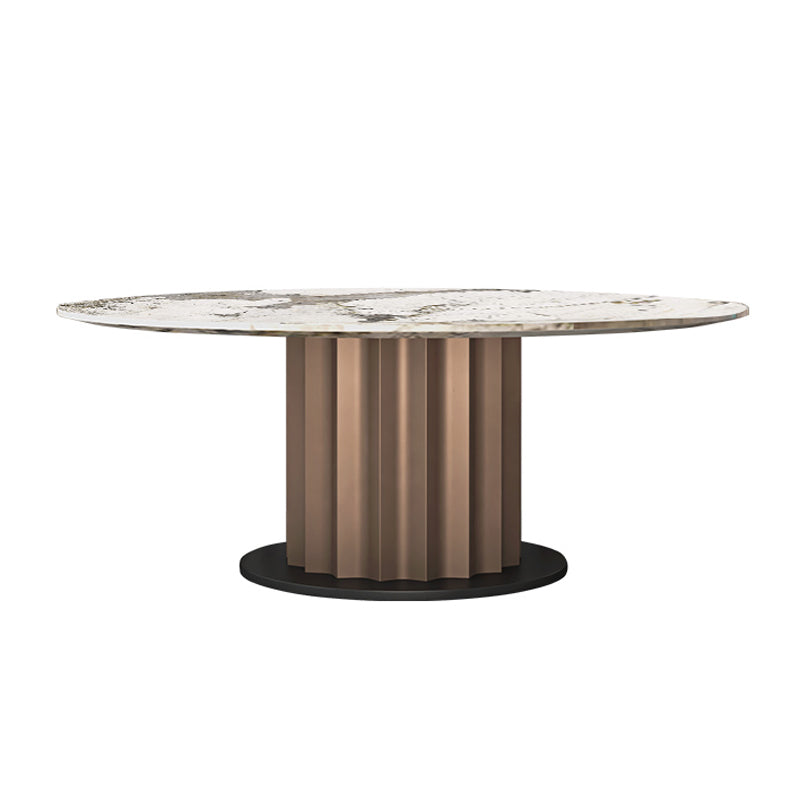 Round Pedestal Dinner Table Traditional Luxury Marble Dining Table for Indoor Fixed Table Without Chairs Clearhalo ' dining_table' 'Dining Tables & Seating' 'Dining Tables' 'furn' 'furn_dining_table' 'Furniture' 'furniture_dining_table' 'Kitchen & Dining Furniture' 'kitchen&dining_furn' 'kitchen' 'kitchen_dining_table' 4155933