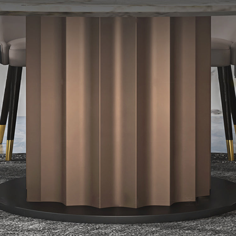 Round Pedestal Dinner Table Traditional Luxury Marble Dining Table for Indoor Clearhalo ' dining_table' 'Dining Tables & Seating' 'Dining Tables' 'furn' 'furn_dining_table' 'Furniture' 'furniture_dining_table' 'Kitchen & Dining Furniture' 'kitchen&dining_furn' 'kitchen' 'kitchen_dining_table' 4155934