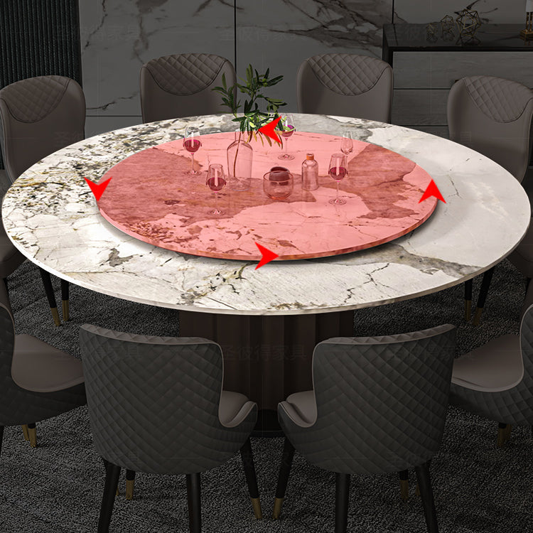 Round Pedestal Dinner Table Traditional Luxury Marble Dining Table for Indoor Clearhalo ' dining_table' 'Dining Tables & Seating' 'Dining Tables' 'furn' 'furn_dining_table' 'Furniture' 'furniture_dining_table' 'Kitchen & Dining Furniture' 'kitchen&dining_furn' 'kitchen' 'kitchen_dining_table' 4155935