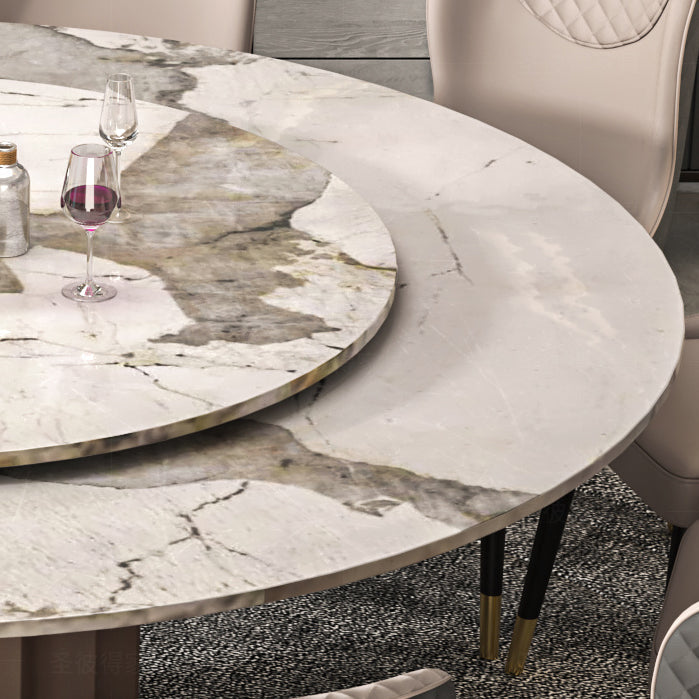 Round Pedestal Dinner Table Traditional Luxury Marble Dining Table for Indoor Clearhalo ' dining_table' 'Dining Tables & Seating' 'Dining Tables' 'furn' 'furn_dining_table' 'Furniture' 'furniture_dining_table' 'Kitchen & Dining Furniture' 'kitchen&dining_furn' 'kitchen' 'kitchen_dining_table' 4155936