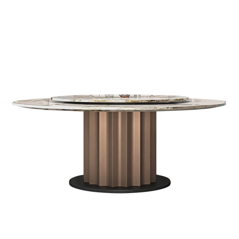 Round Pedestal Dinner Table Traditional Luxury Marble Dining Table for Indoor 47.2"L x 47.2"W x 29.5"H Lazy Susan Without Chairs Clearhalo ' dining_table' 'Dining Tables & Seating' 'Dining Tables' 'furn' 'furn_dining_table' 'Furniture' 'furniture_dining_table' 'Kitchen & Dining Furniture' 'kitchen&dining_furn' 'kitchen' 'kitchen_dining_table' 4155937
