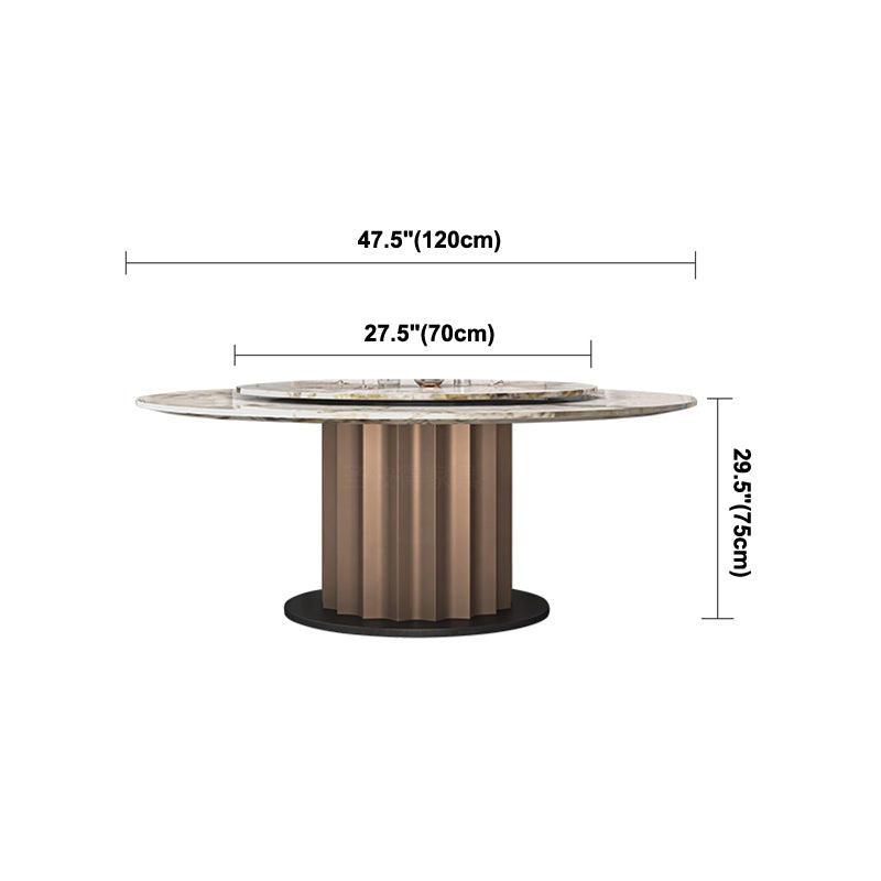 Round Pedestal Dinner Table Traditional Luxury Marble Dining Table for Indoor Clearhalo ' dining_table' 'Dining Tables & Seating' 'Dining Tables' 'furn' 'furn_dining_table' 'Furniture' 'furniture_dining_table' 'Kitchen & Dining Furniture' 'kitchen&dining_furn' 'kitchen' 'kitchen_dining_table' 4155938