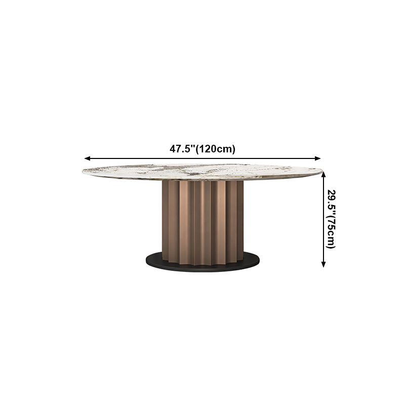 Round Pedestal Dinner Table Traditional Luxury Marble Dining Table for Indoor Clearhalo ' dining_table' 'Dining Tables & Seating' 'Dining Tables' 'furn' 'furn_dining_table' 'Furniture' 'furniture_dining_table' 'Kitchen & Dining Furniture' 'kitchen&dining_furn' 'kitchen' 'kitchen_dining_table' 4155939