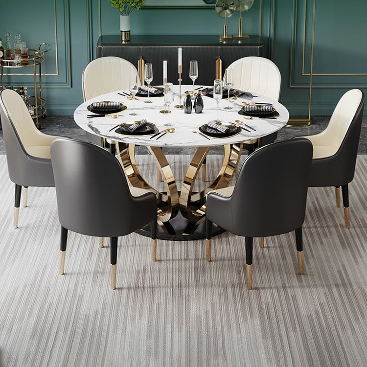 Round Pedestal Dining Site Table Traditional Luxury Marble Table for Home Clearhalo ' dining_table' 'Dining Tables & Seating' 'Dining Tables' 'furn' 'furn_dining_table' 'Furniture' 'furniture_dining_table' 'Kitchen & Dining Furniture' 'kitchen&dining_furn' 'kitchen' 'kitchen_dining_table' 4155963