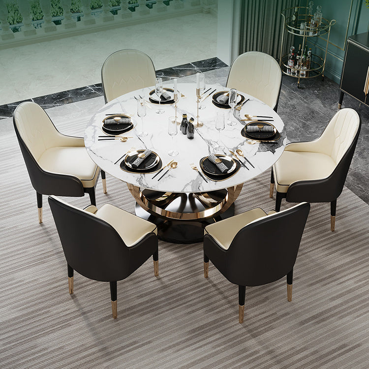 Round Pedestal Dining Site Table Traditional Luxury Marble Table for Home Clearhalo ' dining_table' 'Dining Tables & Seating' 'Dining Tables' 'furn' 'furn_dining_table' 'Furniture' 'furniture_dining_table' 'Kitchen & Dining Furniture' 'kitchen&dining_furn' 'kitchen' 'kitchen_dining_table' 4155964