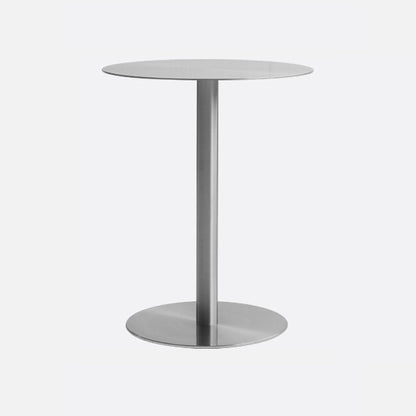 Metal Industrial Dining Table Stainless Steel Top Table with Pedestal Base Round Without Chairs Clearhalo ' dining_table' 'Dining Tables & Seating' 'Dining Tables' 'furn' 'furn_dining_table' 'Furniture' 'furniture_dining_table' 'Kitchen & Dining Furniture' 'kitchen&dining_furn' 'kitchen' 'kitchen_dining_table' 4155979
