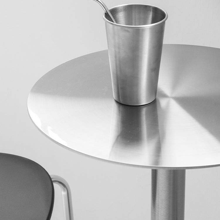 Metal Industrial Dining Table Stainless Steel Top Table with Pedestal Base Clearhalo ' dining_table' 'Dining Tables & Seating' 'Dining Tables' 'furn' 'furn_dining_table' 'Furniture' 'furniture_dining_table' 'Kitchen & Dining Furniture' 'kitchen&dining_furn' 'kitchen' 'kitchen_dining_table' 4155983