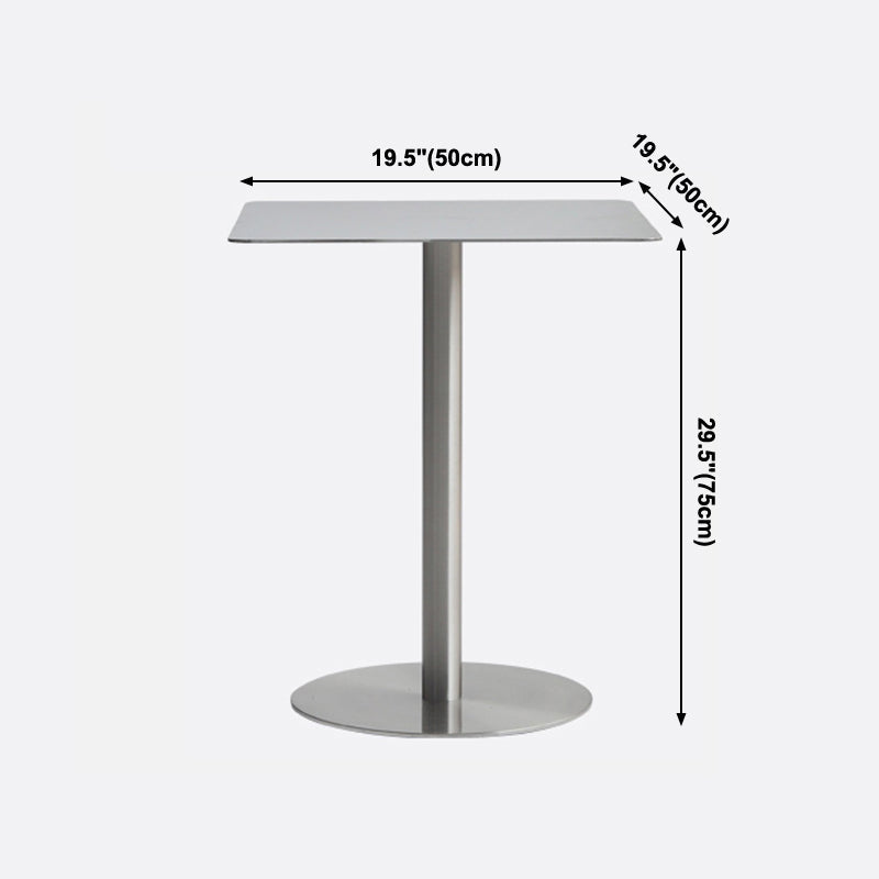 Metal Industrial Dining Table Stainless Steel Top Table with Pedestal Base Clearhalo ' dining_table' 'Dining Tables & Seating' 'Dining Tables' 'furn' 'furn_dining_table' 'Furniture' 'furniture_dining_table' 'Kitchen & Dining Furniture' 'kitchen&dining_furn' 'kitchen' 'kitchen_dining_table' 4155985