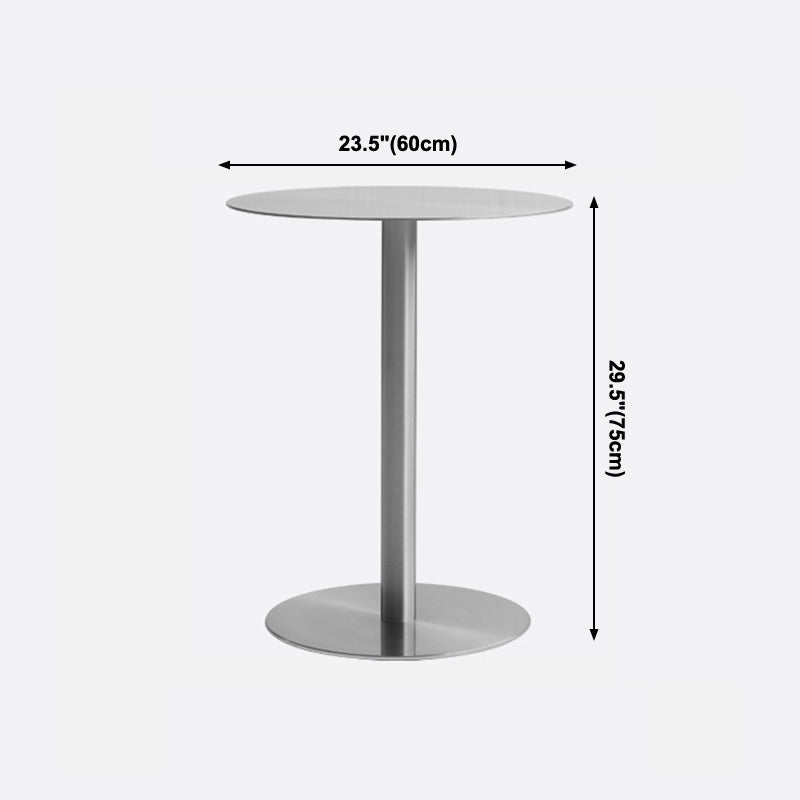 Metal Industrial Dining Table Stainless Steel Top Table with Pedestal Base Clearhalo ' dining_table' 'Dining Tables & Seating' 'Dining Tables' 'furn' 'furn_dining_table' 'Furniture' 'furniture_dining_table' 'Kitchen & Dining Furniture' 'kitchen&dining_furn' 'kitchen' 'kitchen_dining_table' 4155987