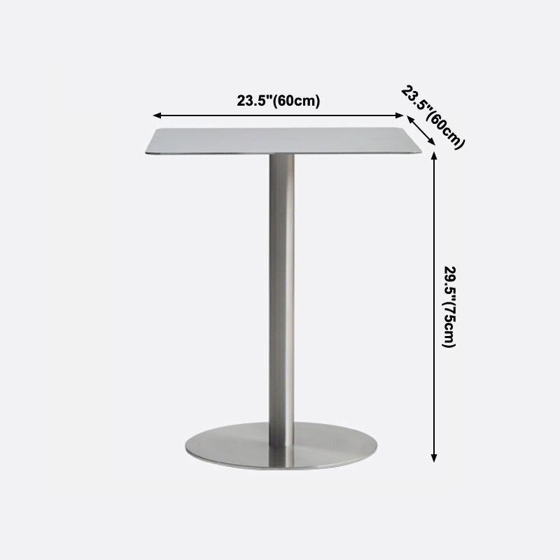 Metal Industrial Dining Table Stainless Steel Top Table with Pedestal Base Clearhalo ' dining_table' 'Dining Tables & Seating' 'Dining Tables' 'furn' 'furn_dining_table' 'Furniture' 'furniture_dining_table' 'Kitchen & Dining Furniture' 'kitchen&dining_furn' 'kitchen' 'kitchen_dining_table' 4155988