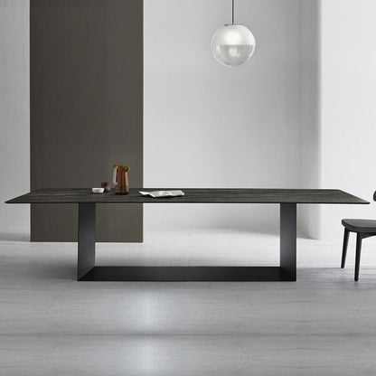 Industrial Sintered Stone Dining Table Rectangle Shape Standard Dining Table for Kitchen Black Without Chairs Clearhalo ' dining_table' 'Dining Tables & Seating' 'Dining Tables' 'furn' 'furn_dining_table' 'Furniture' 'furniture_dining_table' 'Kitchen & Dining Furniture' 'kitchen&dining_furn' 'kitchen' 'kitchen_dining_table' 4155991