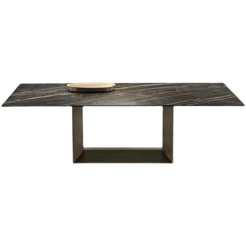 Industrial Sintered Stone Dining Table Rectangle Shape Standard Dining Table for Kitchen Bronze Without Chairs Clearhalo ' dining_table' 'Dining Tables & Seating' 'Dining Tables' 'furn' 'furn_dining_table' 'Furniture' 'furniture_dining_table' 'Kitchen & Dining Furniture' 'kitchen&dining_furn' 'kitchen' 'kitchen_dining_table' 4155993