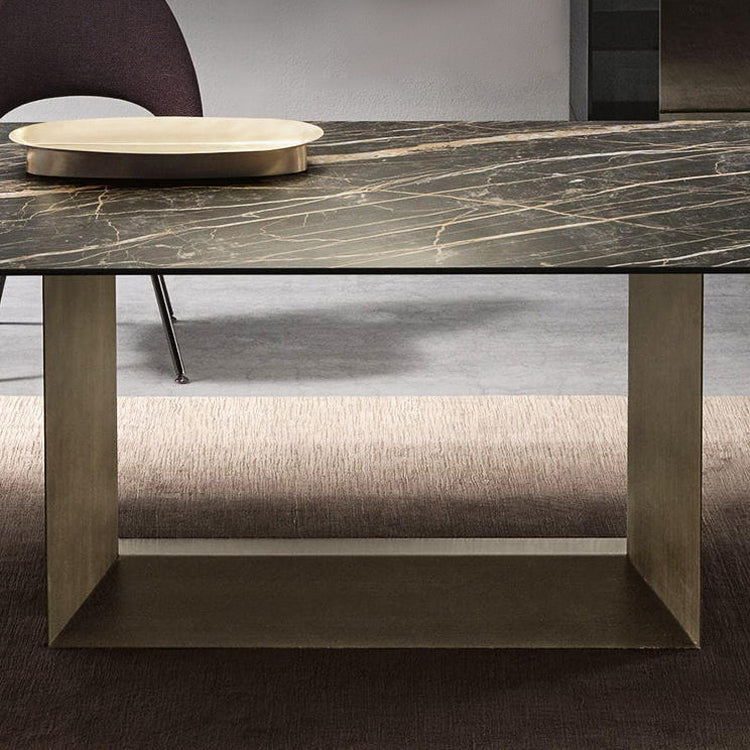 Industrial Sintered Stone Dining Table Rectangle Shape Standard Dining Table for Kitchen Clearhalo ' dining_table' 'Dining Tables & Seating' 'Dining Tables' 'furn' 'furn_dining_table' 'Furniture' 'furniture_dining_table' 'Kitchen & Dining Furniture' 'kitchen&dining_furn' 'kitchen' 'kitchen_dining_table' 4155994