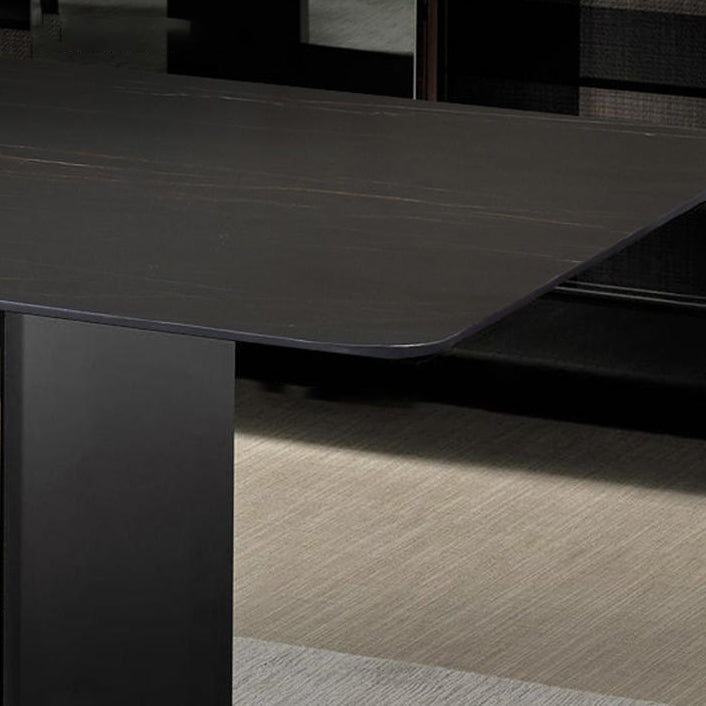 Industrial Sintered Stone Dining Table Rectangle Shape Standard Dining Table for Kitchen Clearhalo ' dining_table' 'Dining Tables & Seating' 'Dining Tables' 'furn' 'furn_dining_table' 'Furniture' 'furniture_dining_table' 'Kitchen & Dining Furniture' 'kitchen&dining_furn' 'kitchen' 'kitchen_dining_table' 4155995