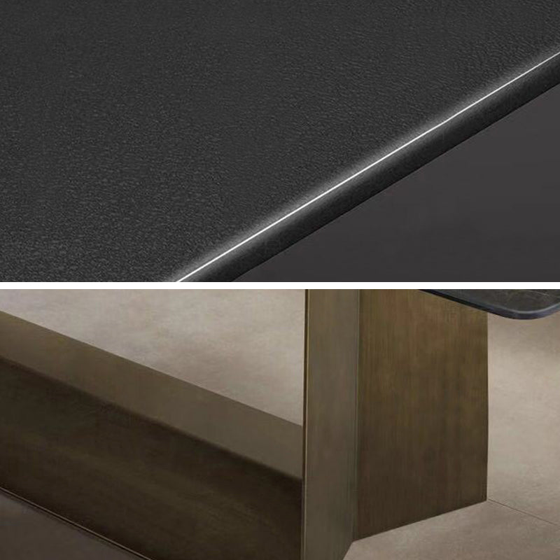Industrial Sintered Stone Dining Table Rectangle Shape Standard Dining Table for Kitchen Clearhalo ' dining_table' 'Dining Tables & Seating' 'Dining Tables' 'furn' 'furn_dining_table' 'Furniture' 'furniture_dining_table' 'Kitchen & Dining Furniture' 'kitchen&dining_furn' 'kitchen' 'kitchen_dining_table' 4155996