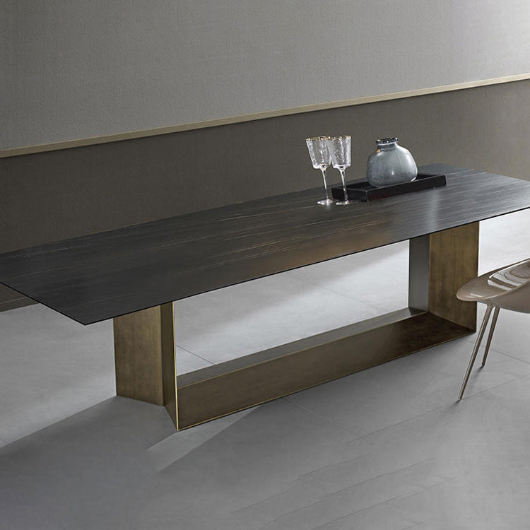 Industrial Sintered Stone Dining Table Rectangle Shape Standard Dining Table for Kitchen Clearhalo ' dining_table' 'Dining Tables & Seating' 'Dining Tables' 'furn' 'furn_dining_table' 'Furniture' 'furniture_dining_table' 'Kitchen & Dining Furniture' 'kitchen&dining_furn' 'kitchen' 'kitchen_dining_table' 4155998