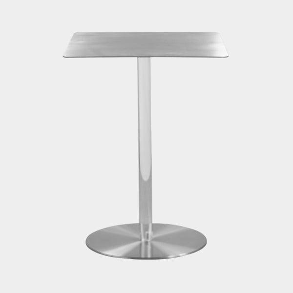 Metal Industrial Dining Table Stainless Steel Top Dining Table with Pedestal Base Square Clear 23.6"L x 23.6"W x 29.5"H Clearhalo ' dining_table' 'Dining Tables & Seating' 'Dining Tables' 'furn' 'furn_dining_table' 'Furniture' 'furniture_dining_table' 'Kitchen & Dining Furniture' 'kitchen&dining_furn' 'kitchen' 'kitchen_dining_table' 4156003