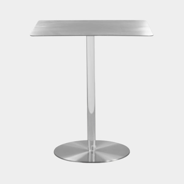 Metal Industrial Dining Table Stainless Steel Top Dining Table with Pedestal Base Square Clear 27.6"L x 27.6"W x 29.5"H Clearhalo ' dining_table' 'Dining Tables & Seating' 'Dining Tables' 'furn' 'furn_dining_table' 'Furniture' 'furniture_dining_table' 'Kitchen & Dining Furniture' 'kitchen&dining_furn' 'kitchen' 'kitchen_dining_table' 4156004