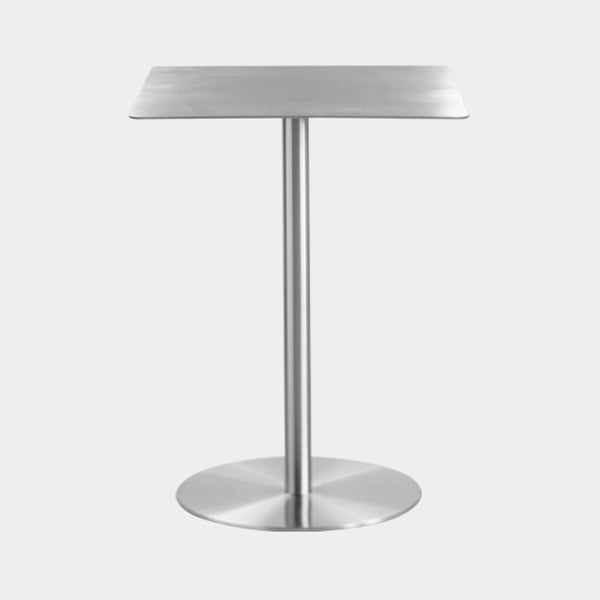 Metal Industrial Dining Table Stainless Steel Top Dining Table with Pedestal Base Square Silver 23.6"L x 23.6"W x 29.5"H Clearhalo ' dining_table' 'Dining Tables & Seating' 'Dining Tables' 'furn' 'furn_dining_table' 'Furniture' 'furniture_dining_table' 'Kitchen & Dining Furniture' 'kitchen&dining_furn' 'kitchen' 'kitchen_dining_table' 4156007