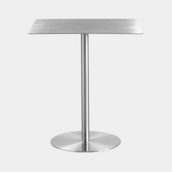 Metal Industrial Dining Table Stainless Steel Top Dining Table with Pedestal Base Square Silver 27.6"L x 27.6"W x 29.5"H Clearhalo ' dining_table' 'Dining Tables & Seating' 'Dining Tables' 'furn' 'furn_dining_table' 'Furniture' 'furniture_dining_table' 'Kitchen & Dining Furniture' 'kitchen&dining_furn' 'kitchen' 'kitchen_dining_table' 4156008