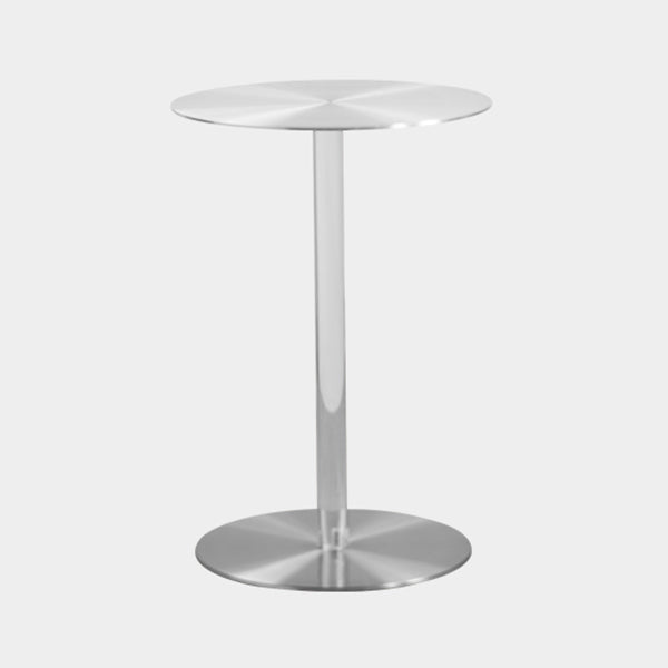 Metal Industrial Dining Table Stainless Steel Top Dining Table with Pedestal Base Round Clear 19.7"L x 19.7"W x 29.5"H Clearhalo ' dining_table' 'Dining Tables & Seating' 'Dining Tables' 'furn' 'furn_dining_table' 'Furniture' 'furniture_dining_table' 'Kitchen & Dining Furniture' 'kitchen&dining_furn' 'kitchen' 'kitchen_dining_table' 4156012