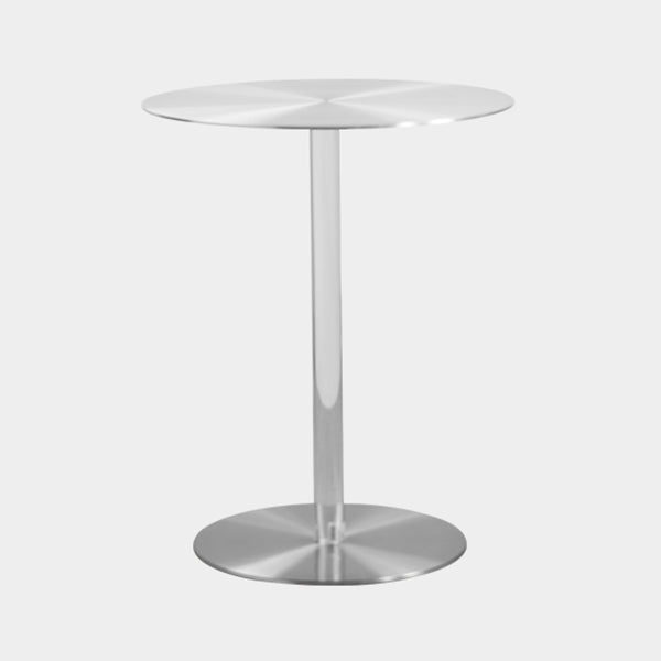 Metal Industrial Dining Table Stainless Steel Top Dining Table with Pedestal Base Round Clear 23.6"L x 23.6"W x 29.5"H Clearhalo ' dining_table' 'Dining Tables & Seating' 'Dining Tables' 'furn' 'furn_dining_table' 'Furniture' 'furniture_dining_table' 'Kitchen & Dining Furniture' 'kitchen&dining_furn' 'kitchen' 'kitchen_dining_table' 4156015