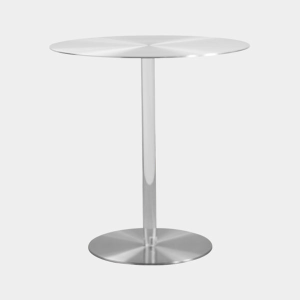 Metal Industrial Dining Table Stainless Steel Top Dining Table with Pedestal Base Round Clear 27.6"L x 27.6"W x 29.5"H Clearhalo ' dining_table' 'Dining Tables & Seating' 'Dining Tables' 'furn' 'furn_dining_table' 'Furniture' 'furniture_dining_table' 'Kitchen & Dining Furniture' 'kitchen&dining_furn' 'kitchen' 'kitchen_dining_table' 4156016