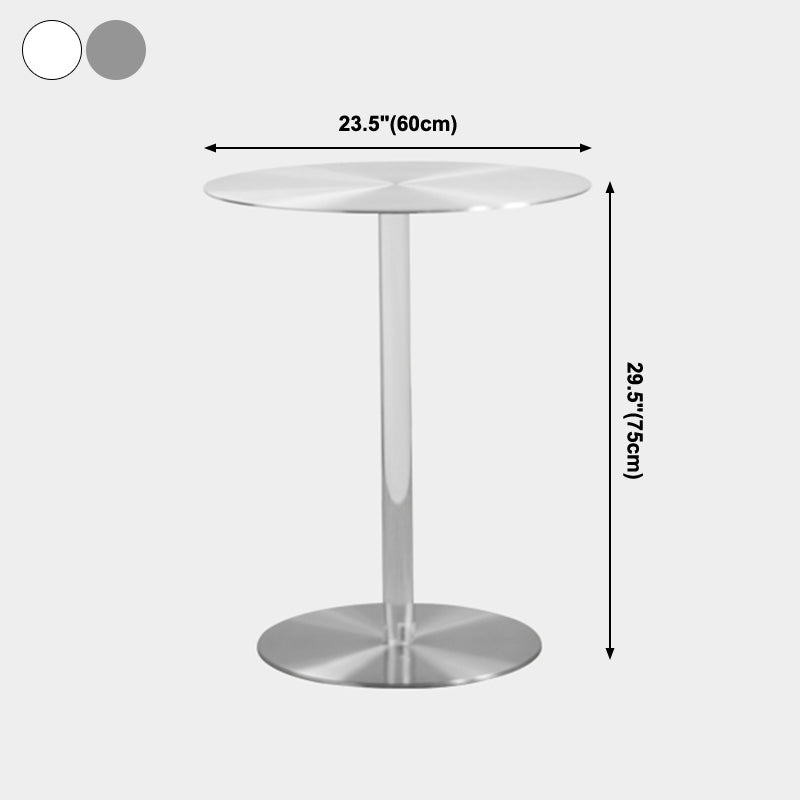 Metal Industrial Dining Table Stainless Steel Top Dining Table with Pedestal Base Clearhalo ' dining_table' 'Dining Tables & Seating' 'Dining Tables' 'furn' 'furn_dining_table' 'Furniture' 'furniture_dining_table' 'Kitchen & Dining Furniture' 'kitchen&dining_furn' 'kitchen' 'kitchen_dining_table' 4156022