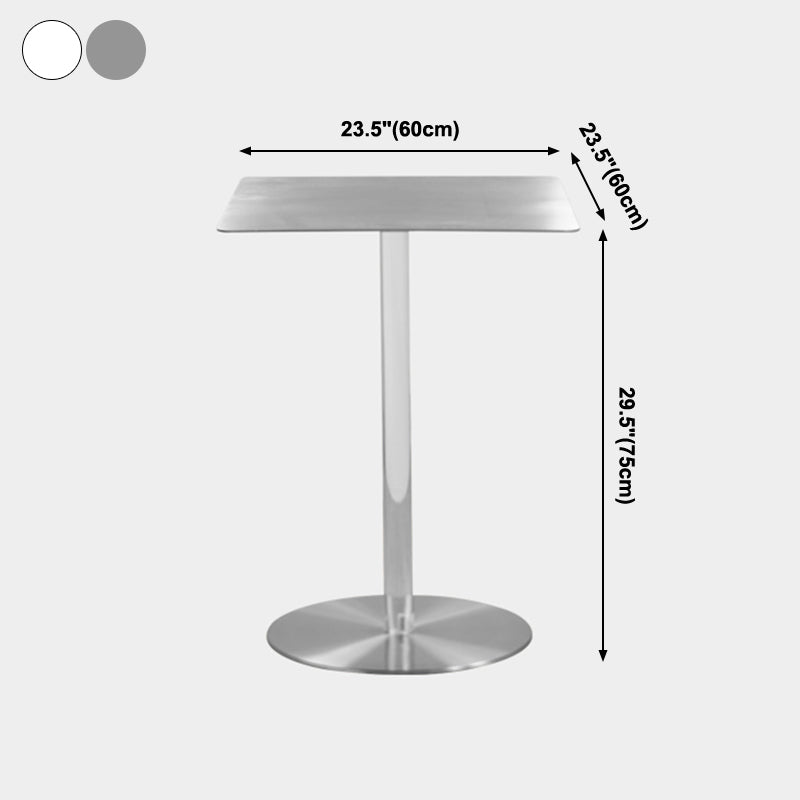 Metal Industrial Dining Table Stainless Steel Top Dining Table with Pedestal Base Clearhalo ' dining_table' 'Dining Tables & Seating' 'Dining Tables' 'furn' 'furn_dining_table' 'Furniture' 'furniture_dining_table' 'Kitchen & Dining Furniture' 'kitchen&dining_furn' 'kitchen' 'kitchen_dining_table' 4156023
