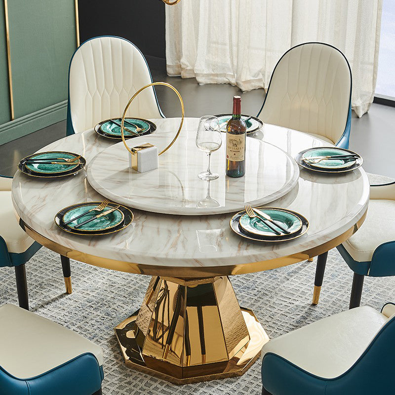 Glam Round Shape Marble Table Standard Kitchen Dining Table with Pedestal Base Clearhalo ' dining_table' 'Dining Tables & Seating' 'Dining Tables' 'furn' 'furn_dining_table' 'Furniture' 'furniture_dining_table' 'Kitchen & Dining Furniture' 'kitchen&dining_furn' 'kitchen' 'kitchen_dining_table' 4156026