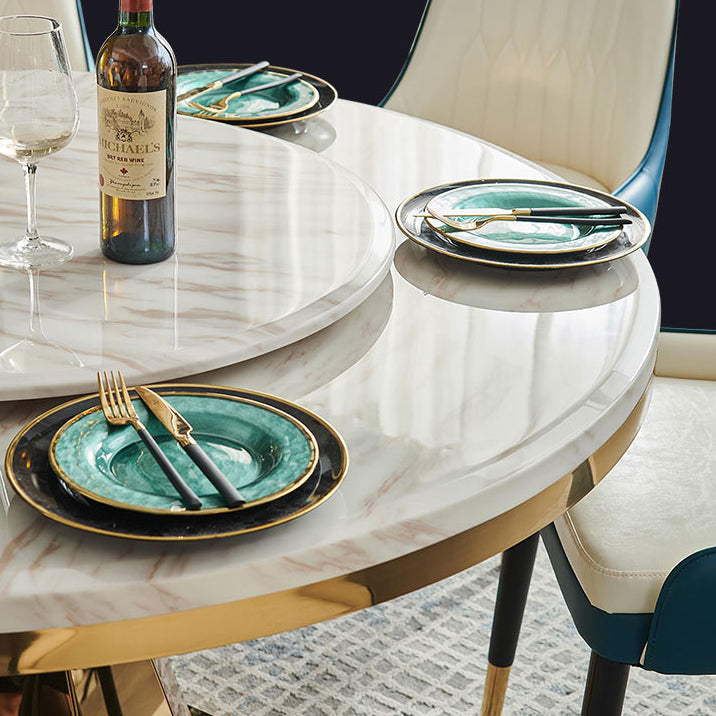 Glam Round Shape Marble Table Standard Kitchen Dining Table with Pedestal Base Clearhalo ' dining_table' 'Dining Tables & Seating' 'Dining Tables' 'furn' 'furn_dining_table' 'Furniture' 'furniture_dining_table' 'Kitchen & Dining Furniture' 'kitchen&dining_furn' 'kitchen' 'kitchen_dining_table' 4156032