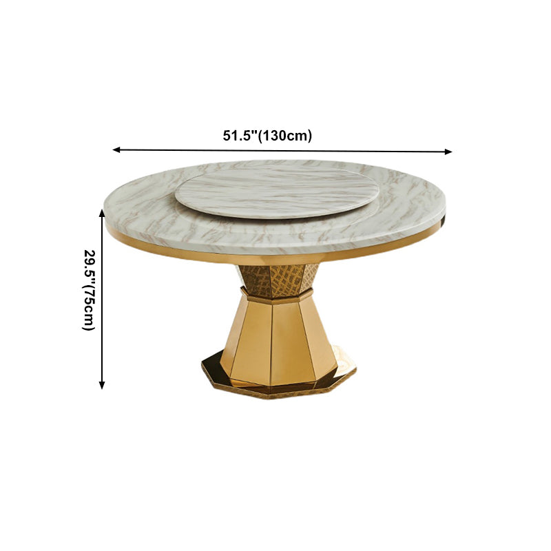 Glam Round Shape Marble Table Standard Kitchen Dining Table with Pedestal Base Clearhalo ' dining_table' 'Dining Tables & Seating' 'Dining Tables' 'furn' 'furn_dining_table' 'Furniture' 'furniture_dining_table' 'Kitchen & Dining Furniture' 'kitchen&dining_furn' 'kitchen' 'kitchen_dining_table' 4156037