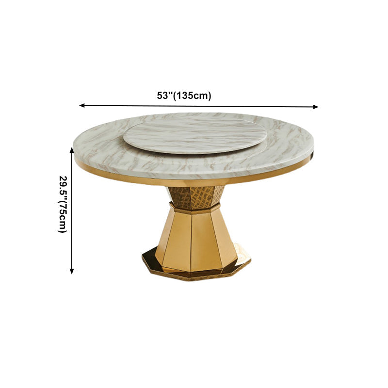 Glam Round Shape Marble Table Standard Kitchen Dining Table with Pedestal Base Clearhalo ' dining_table' 'Dining Tables & Seating' 'Dining Tables' 'furn' 'furn_dining_table' 'Furniture' 'furniture_dining_table' 'Kitchen & Dining Furniture' 'kitchen&dining_furn' 'kitchen' 'kitchen_dining_table' 4156038