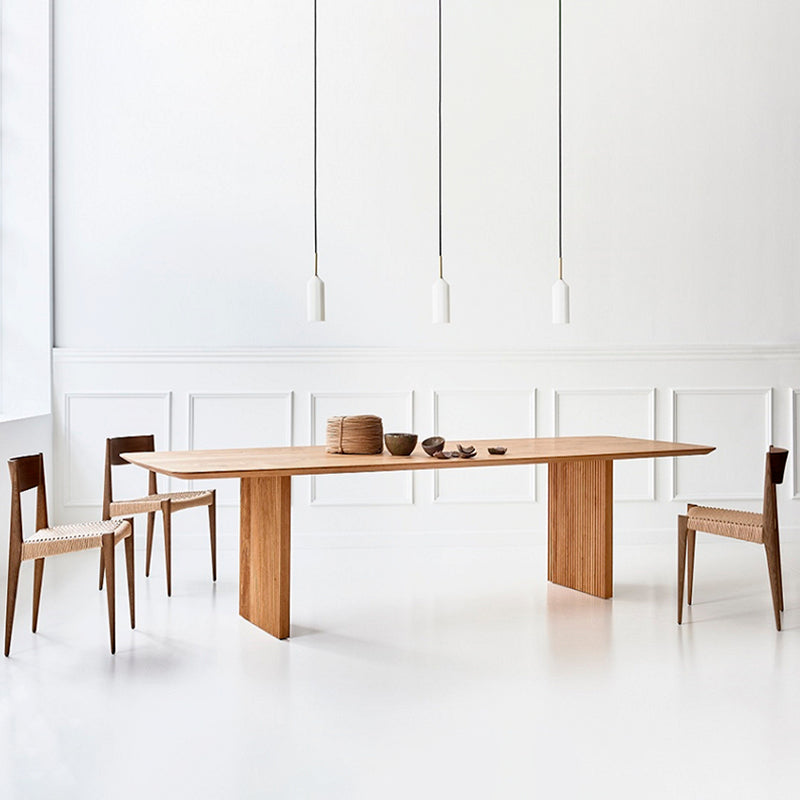 Modern Pine Wood Table for Restaurant Rectangle Dining Table with Double Pedestal Clearhalo ' dining_table' 'Dining Tables & Seating' 'Dining Tables' 'furn' 'furn_dining_table' 'Furniture' 'furniture_dining_table' 'Kitchen & Dining Furniture' 'kitchen&dining_furn' 'kitchen' 'kitchen_dining_table' 4156040