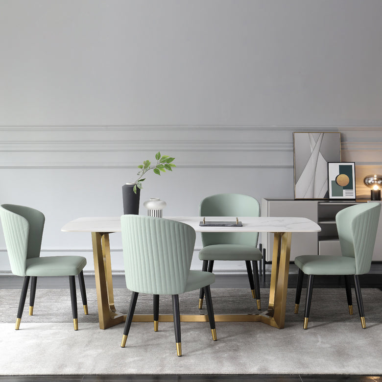 Luxury Sintered Stone Dining Table Rectangle Table with Metal Trestle Base Clearhalo ' dining_table' 'Dining Tables & Seating' 'Dining Tables' 'furn' 'furn_dining_table' 'Furniture' 'furniture_dining_table' 'Kitchen & Dining Furniture' 'kitchen&dining_furn' 'kitchen' 'kitchen_dining_table' 4156057