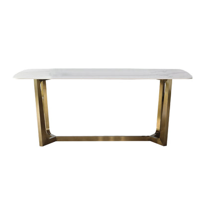 Luxury Sintered Stone Dining Table Rectangle Table with Metal Trestle Base Without Chairs Clearhalo ' dining_table' 'Dining Tables & Seating' 'Dining Tables' 'furn' 'furn_dining_table' 'Furniture' 'furniture_dining_table' 'Kitchen & Dining Furniture' 'kitchen&dining_furn' 'kitchen' 'kitchen_dining_table' 4156060